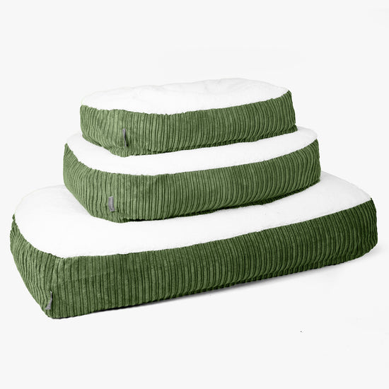 Sloucher Groot Hondenbed - Sherpa & Corduroy Bosgroen 02