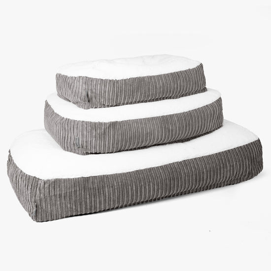 Sloucher Groot Hondenbed - Sherpa & Corduroy Graphite Grijs 02