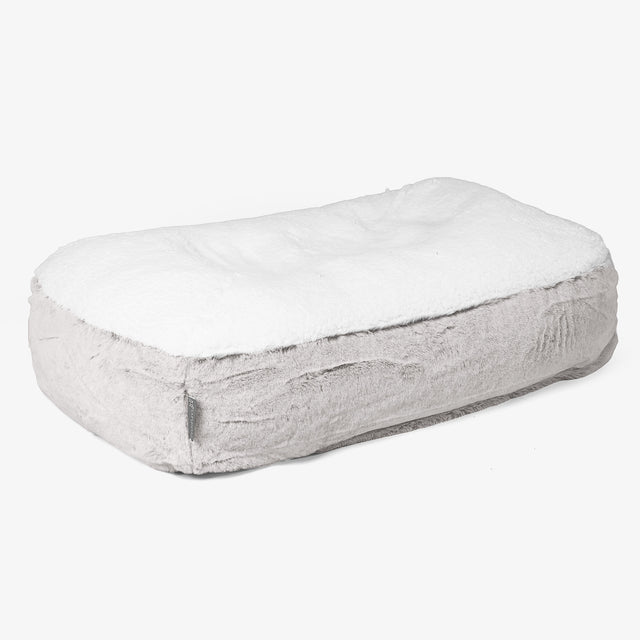 Sloucher Medium Hondenbed - Nepkonijnenbont Lichtgrijs 01