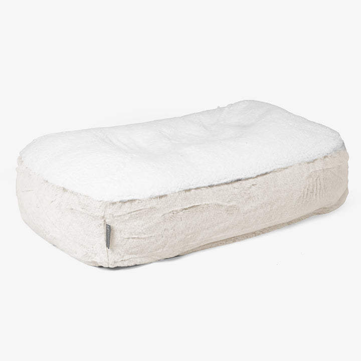 Sloucher Medium Hondenbed - Nepkonijnenbont Wit 01