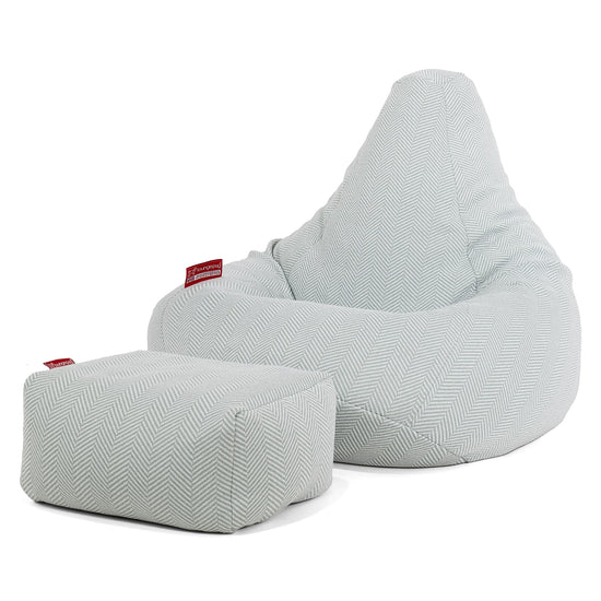 Zitzak Gaming Stoel - Gebreid Visgraat Eendenei Blauw 01