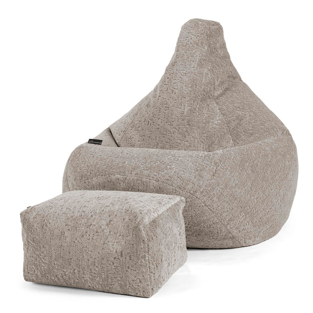 Zitzak Gaming Stoel - Luxe Chenille Grijs 01
