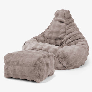 Highback Zitzak Stoel incl. Poef Corduroy Stof - Teal