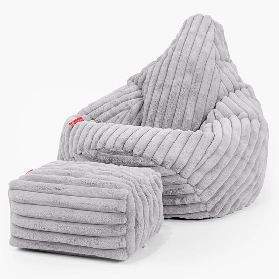 Zitzak Gaming Stoel - Ultra Pluche Corduroy Grijs 01
