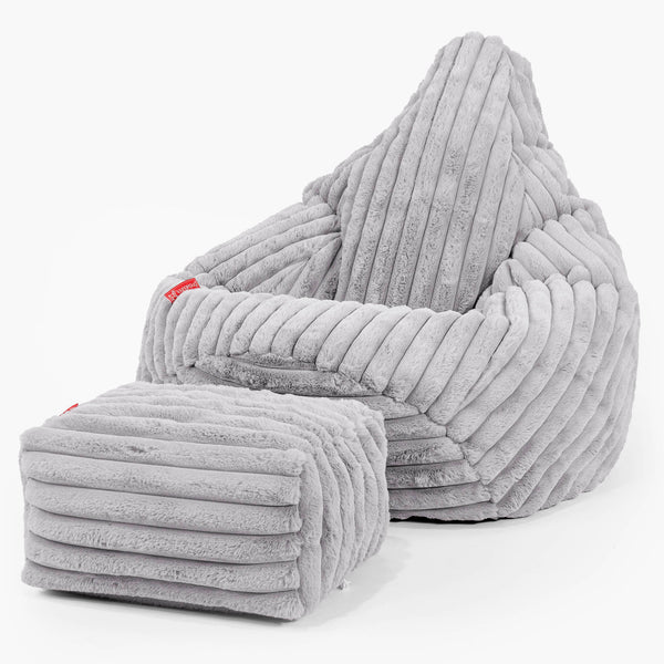 Zitzak Gaming Stoel - Ultra Pluche Corduroy Grijs 01