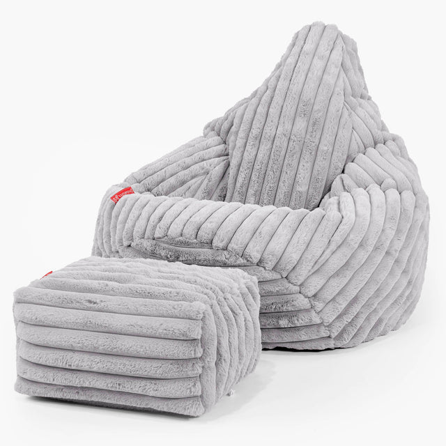 Zitzak Gaming Stoel - Ultra Pluche Corduroy Grijs 01