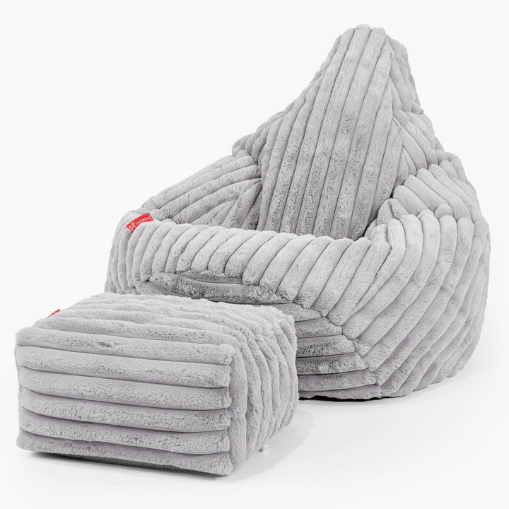 Zitzak Gaming Stoel - Ultra Pluche Corduroy Grijs 01