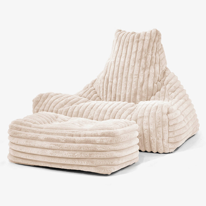 Zitzak Stoel - Ultra Pluche Corduroy Crème 02