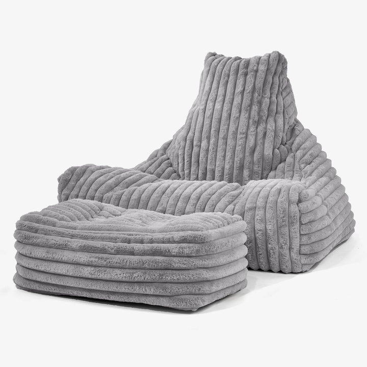 Zitzak Stoel - Ultra Pluche Corduroy Grijs 02
