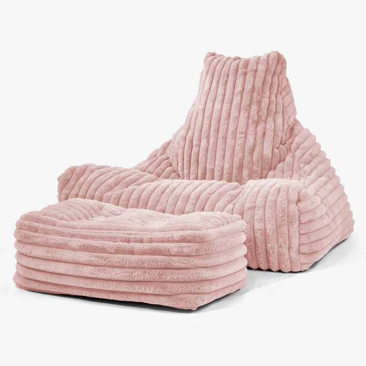 Zitzak Stoel - Ultra Pluche Corduroy Stoffig Roze 02