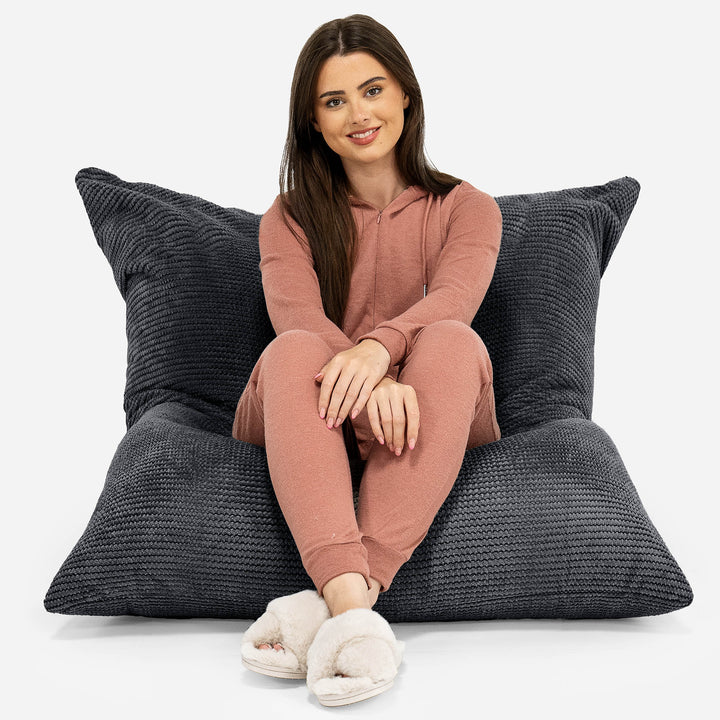 Zitzak Vloerkussen XL - Pompom Zwart 02