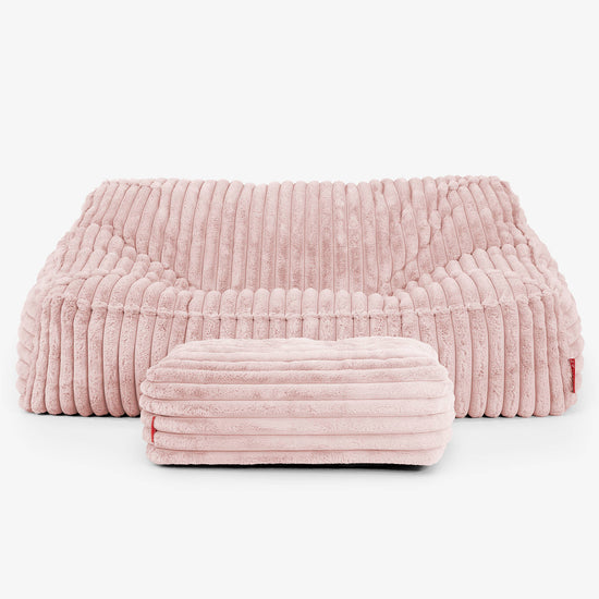 Zitzakbank Sloucher - Ultra Pluche Corduroy Stoffig Roze 03