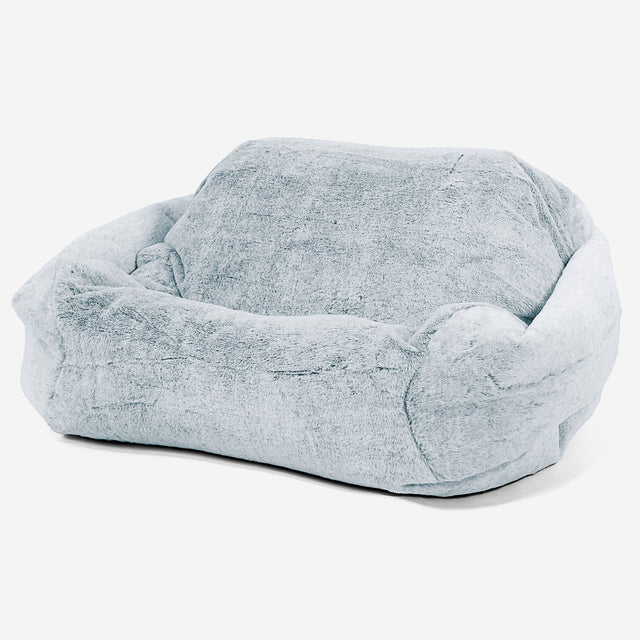 Zitzakfauteuil Sabine - Nepkonijnenbont Stoffig Blauw 01