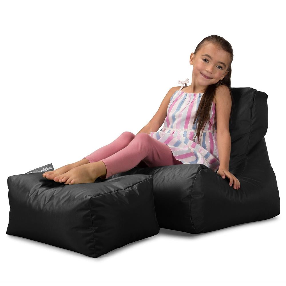 Big Bertha Original, SmartCanvas Ligbed Zitzak voor Kinderen, Zwart