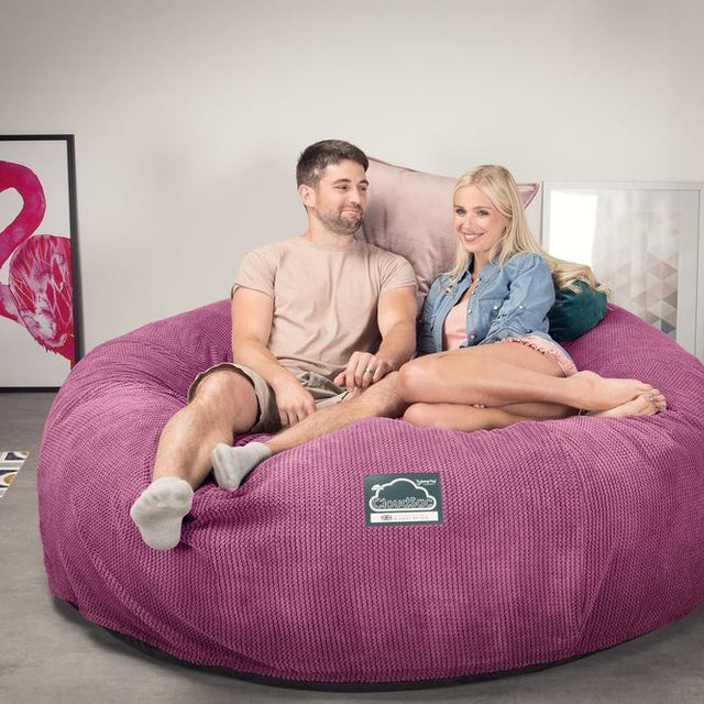 LOUNGE PUG, CloudSac 3000 XXL, Een King Size Zitzak Bank met Vezel-latex Vlokvulling, Pompom Roze