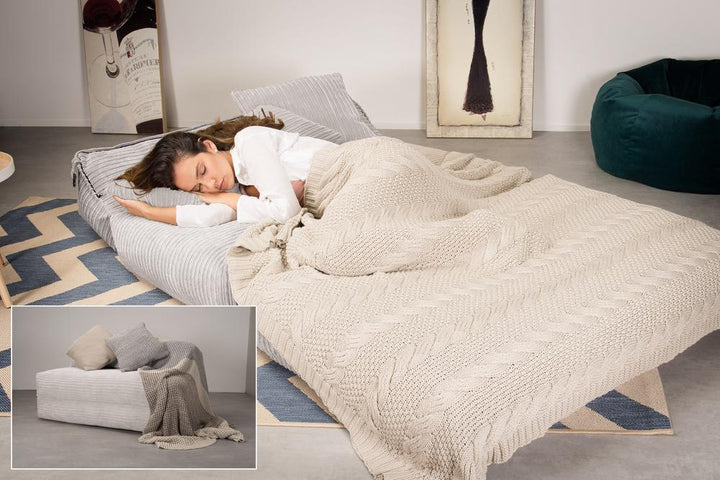 LOUNGE PUG, Avery, Slaapstoel Dubbele, Corduroy Ivoor