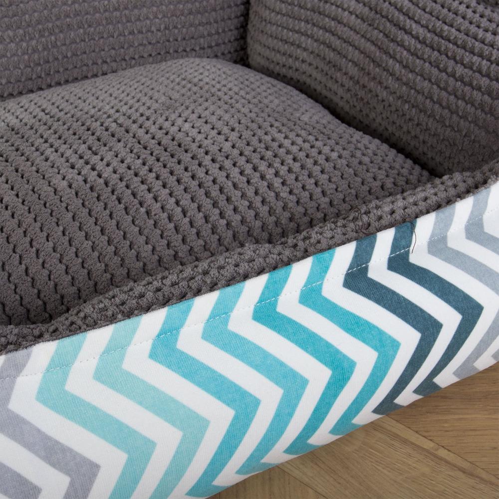 "De Slaapbank Van Mighty-Bark", Orthopedisch Hondenbank, Hondenbed, Hondenmand, Klein, Groot, XXL, Geometrische Afdruk Blauw
