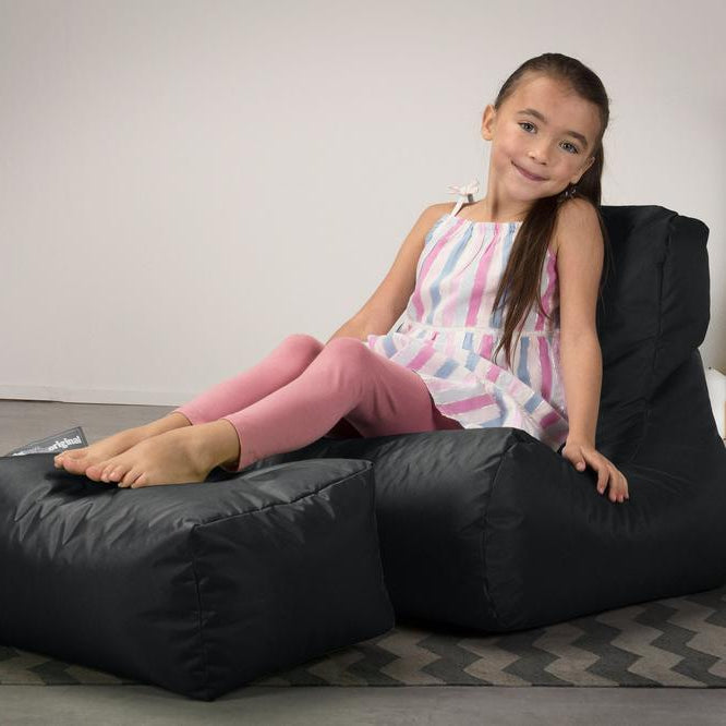 Big Bertha Original, SmartCanvas Ligbed Zitzak voor Kinderen, Zwart