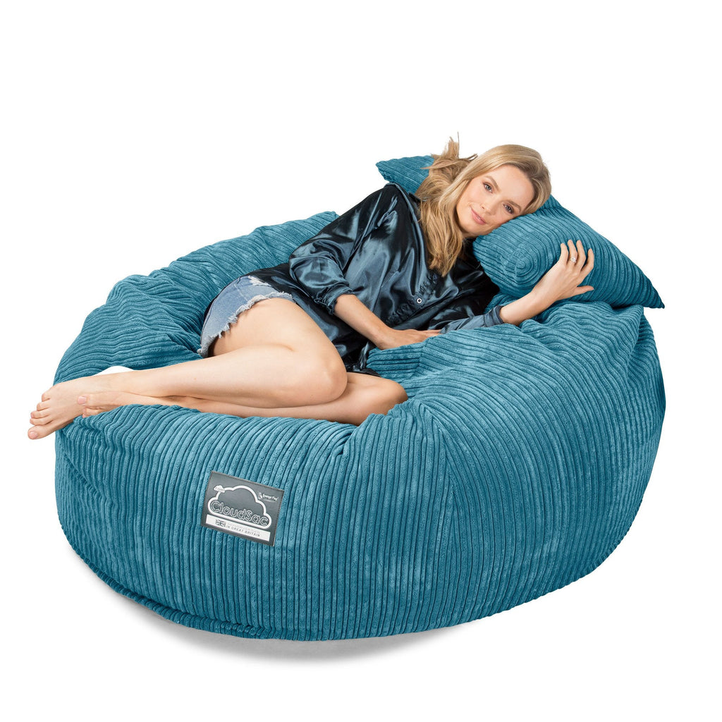 LOUNGE PUG, CloudSac 1010 XXL, Gigantische XXL Zitzakbank met Vezel-latex Vlokvulling, Corduroy Petrol