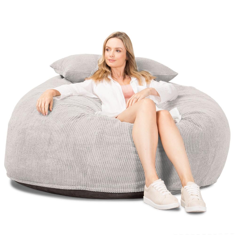 LOUNGE PUG, CloudSac 1010 XXL, Gigantische XXL Zitzakbank met Vezel-latex Vlokvulling, Pompom Crème