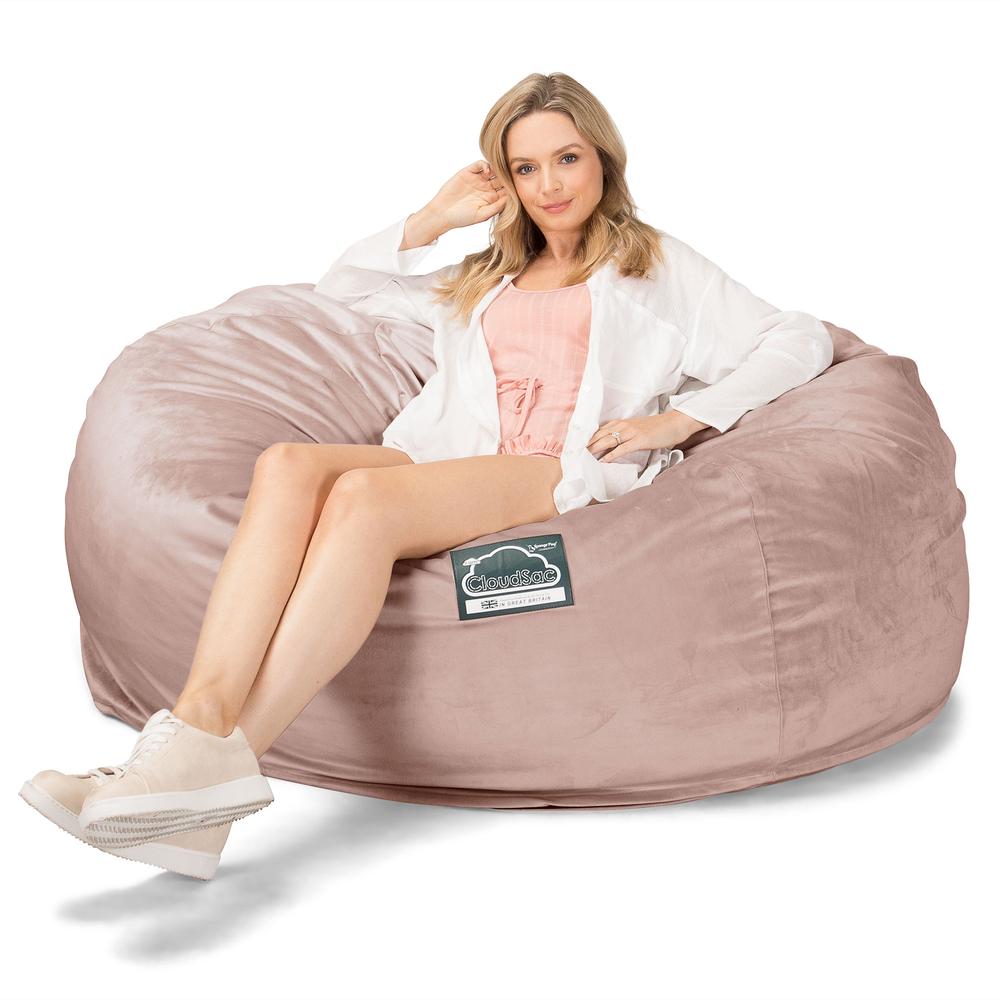 LOUNGE PUG, CloudSac 1010 XXL, Gigantische XXL Zitzakbank met Vezel-latex Vlokvulling, Fluweel Roze