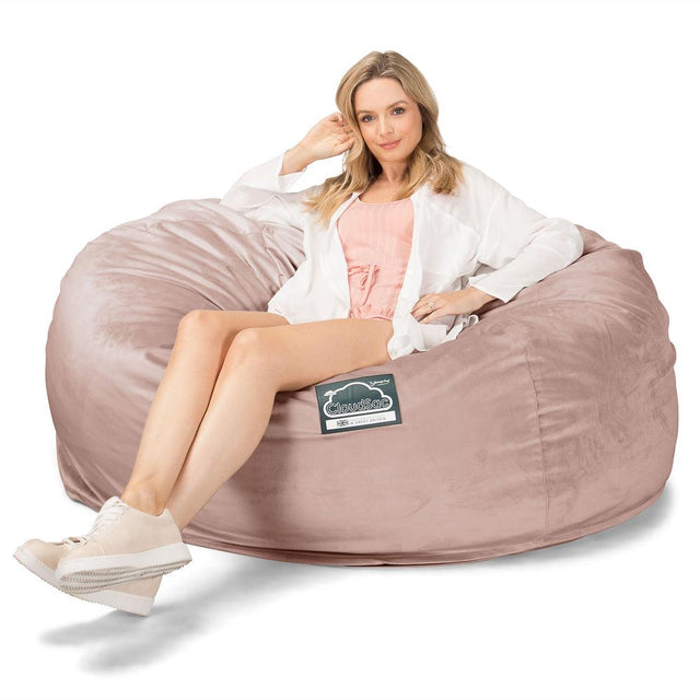 LOUNGE PUG, CloudSac 1010 XXL, Gigantische XXL Zitzakbank met Vezel-latex Vlokvulling, Fluweel Roze