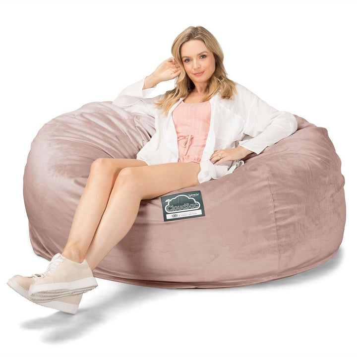 LOUNGE PUG, CloudSac 1010 XXL, Gigantische XXL Zitzakbank met Vezel-latex Vlokvulling, Fluweel Roze