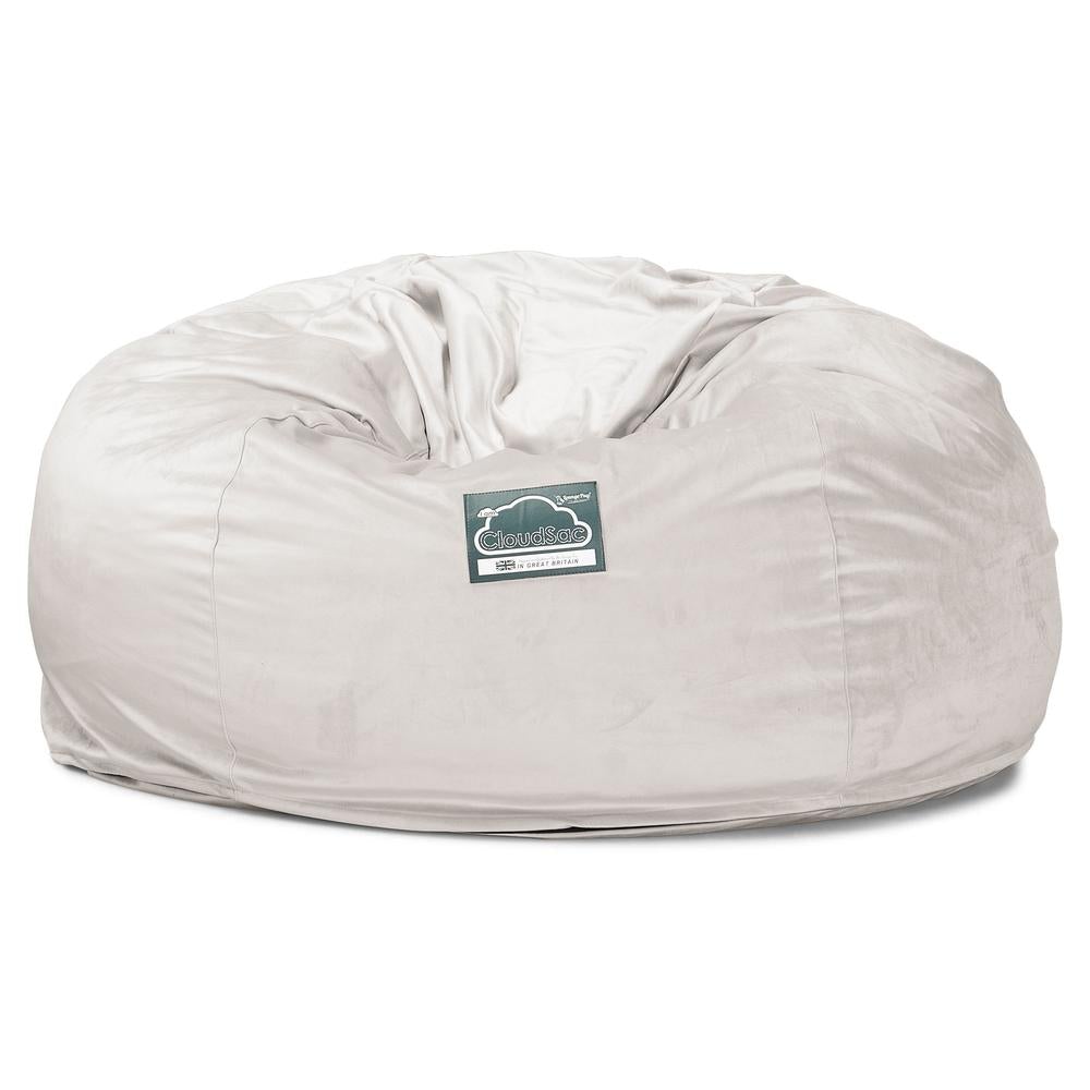 LOUNGE PUG, CloudSac 1010 XXL, Gigantische XXL Zitzakbank met Vezel-latex Vlokvulling, Fluweel Zilver