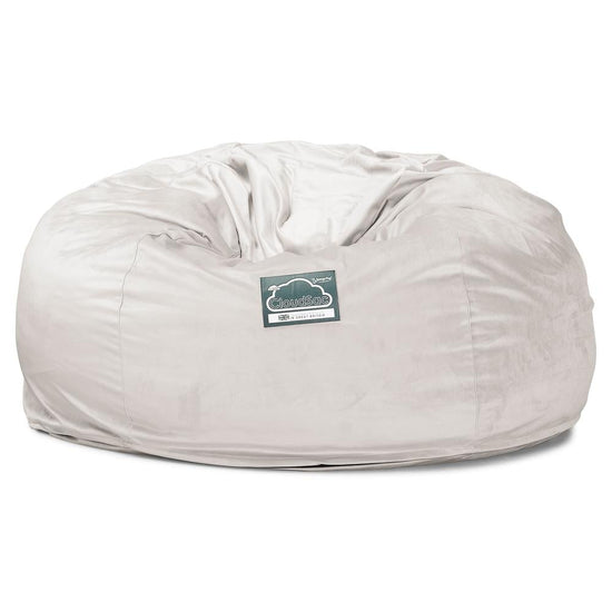 LOUNGE PUG, CloudSac 1010 XXL, Gigantische XXL Zitzakbank met Vezel-latex Vlokvulling, Fluweel Zilver