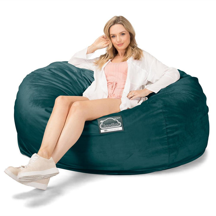 LOUNGE PUG, CloudSac 1010 XXL, Gigantische XXL Zitzakbank met Vezel-latex Vlokvulling, Fluweel Petrol