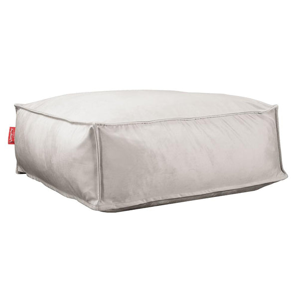 LOUNGE PUG, CloudSac 250, Zitzak Poef Voetenbank met Vezel-latex Vlokvulling, Fluweel Zilver