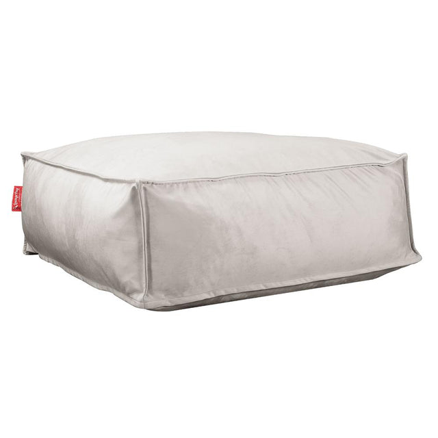LOUNGE PUG, CloudSac 250, Zitzak Poef Voetenbank met Vezel-latex Vlokvulling, Fluweel Zilver