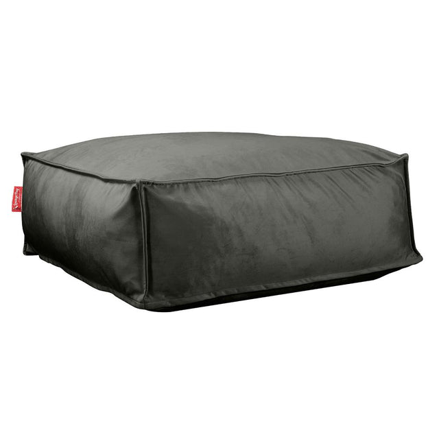 LOUNGE PUG, CloudSac 250, Zitzak Poef Voetenbank met Vezel-latex Vlokvulling, Fluweel Antraciet