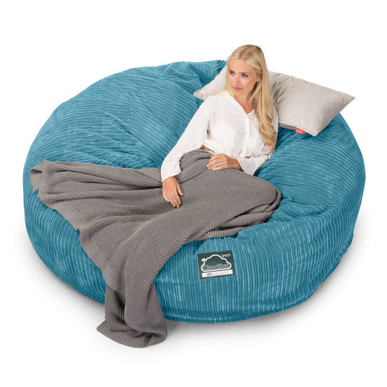 LOUNGE PUG, CloudSac 3000 XXL, Een King Size Zitzak Bank met Vezel-latex Vlokvulling, Corduroy Petrol