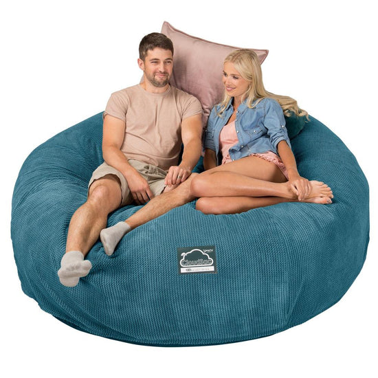 LOUNGE PUG, CloudSac 3000 XXL, Een King Size Zitzak Bank met Vezel-latex Vlokvulling, Pompom Petrol