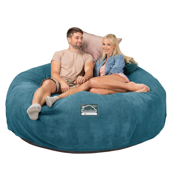 LOUNGE PUG, CloudSac 3000 XXL, Een King Size Zitzak Bank met Vezel-latex Vlokvulling, Pompom Petrol