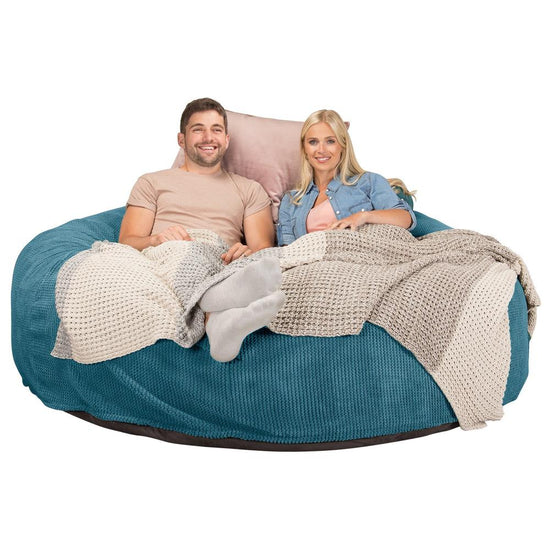 LOUNGE PUG, CloudSac 3000 XXL, Een King Size Zitzak Bank met Vezel-latex Vlokvulling, Pompom Petrol