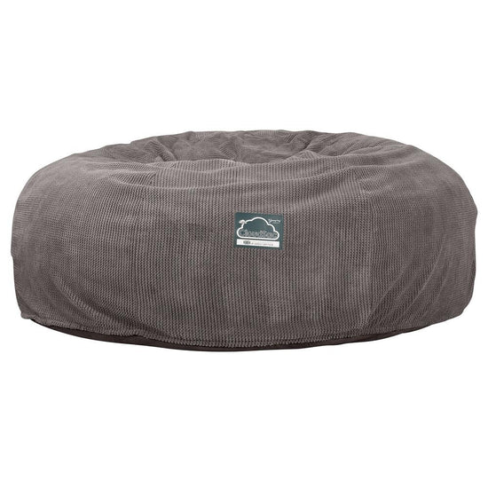 LOUNGE PUG, CloudSac 3000 XXL, Een King Size Zitzak Bank met Vezel-latex Vlokvulling, Pompom Antraciet