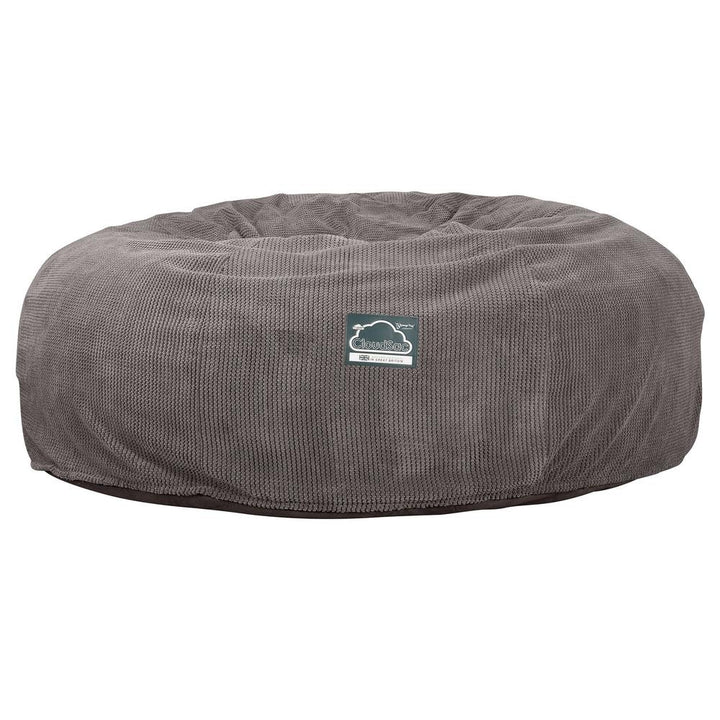 LOUNGE PUG, CloudSac 3000 XXL, Een King Size Zitzak Bank met Vezel-latex Vlokvulling, Pompom Antraciet
