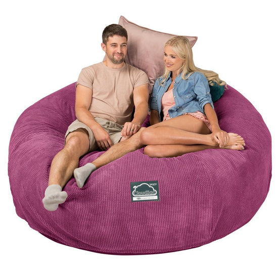LOUNGE PUG, CloudSac 3000 XXL, Een King Size Zitzak Bank met Vezel-latex Vlokvulling, Pompom Roze