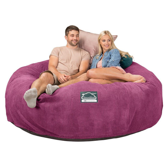 LOUNGE PUG, CloudSac 3000 XXL, Een King Size Zitzak Bank met Vezel-latex Vlokvulling, Pompom Roze