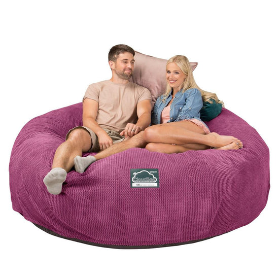 LOUNGE PUG, CloudSac 3000 XXL, Een King Size Zitzak Bank met Vezel-latex Vlokvulling, Pompom Roze