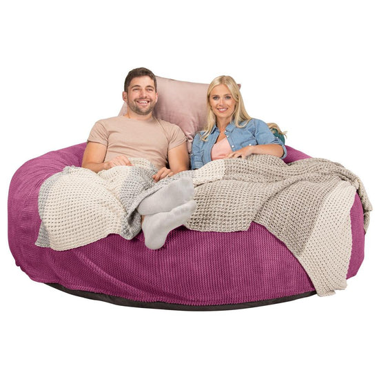 LOUNGE PUG, CloudSac 3000 XXL, Een King Size Zitzak Bank met Vezel-latex Vlokvulling, Pompom Roze