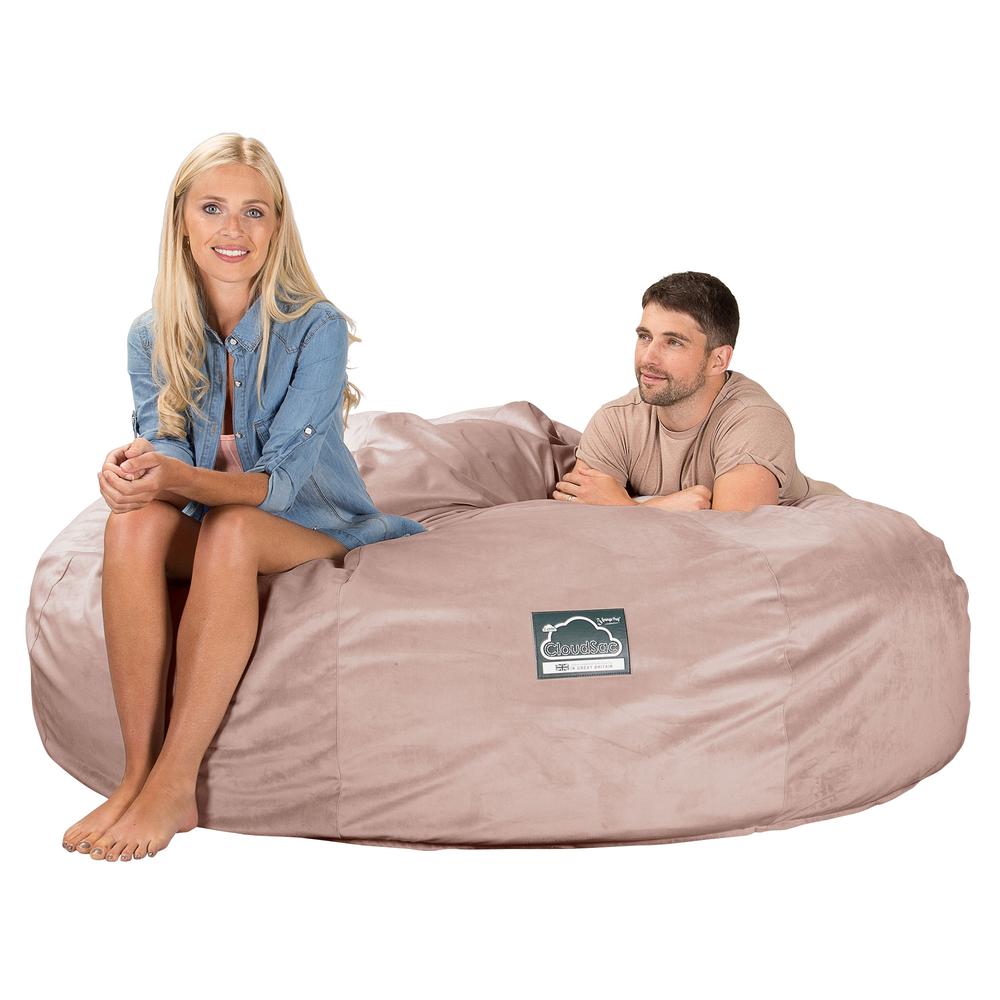 LOUNGE PUG, CloudSac 3000 XXL, Een King Size Zitzak Bank met Vezel-latex Vlokvulling, Fluweel Roze