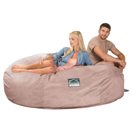 LOUNGE PUG, CloudSac 3000 XXL, Een King Size Zitzak Bank met Vezel-latex Vlokvulling, Fluweel Roze