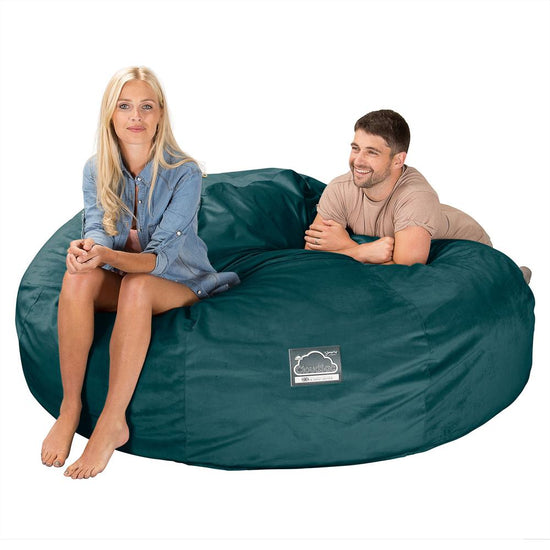 LOUNGE PUG, CloudSac 3000 XXL, Een King Size Zitzak Bank met Vezel-latex Vlokvulling, Fluweel Petrol