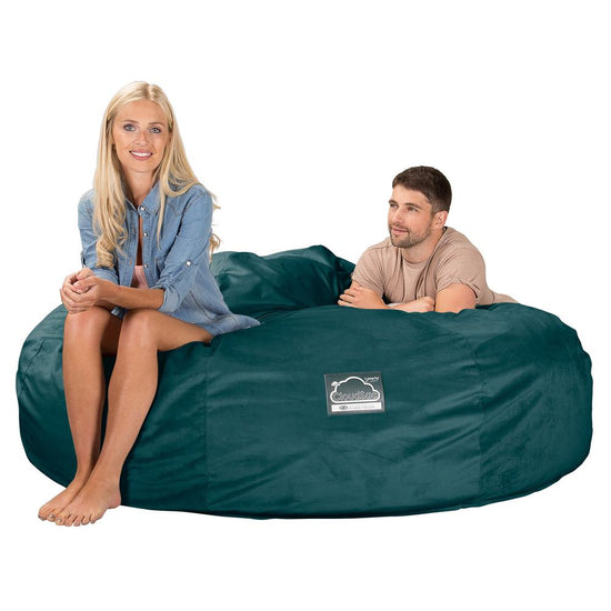 LOUNGE PUG, CloudSac 3000 XXL, Een King Size Zitzak Bank met Vezel-latex Vlokvulling, Fluweel Petrol