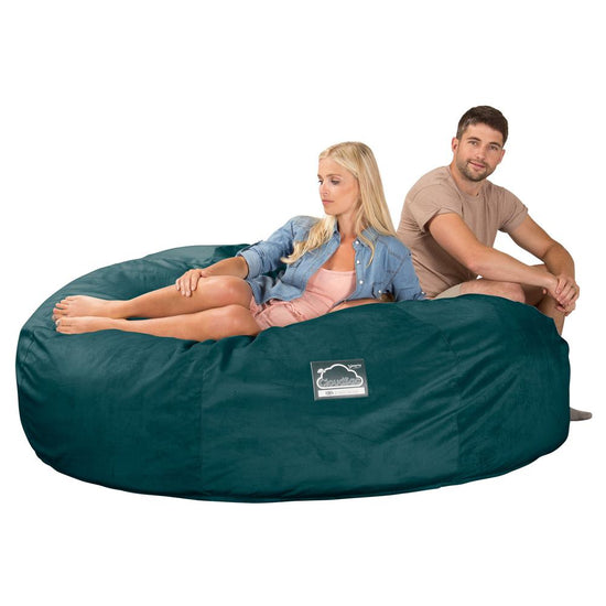 LOUNGE PUG, CloudSac 3000 XXL, Een King Size Zitzak Bank met Vezel-latex Vlokvulling, Fluweel Petrol