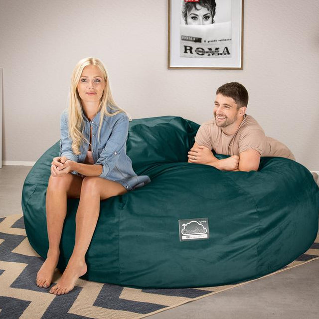 LOUNGE PUG, CloudSac 3000 XXL, Een King Size Zitzak Bank met Vezel-latex Vlokvulling, Fluweel Petrol