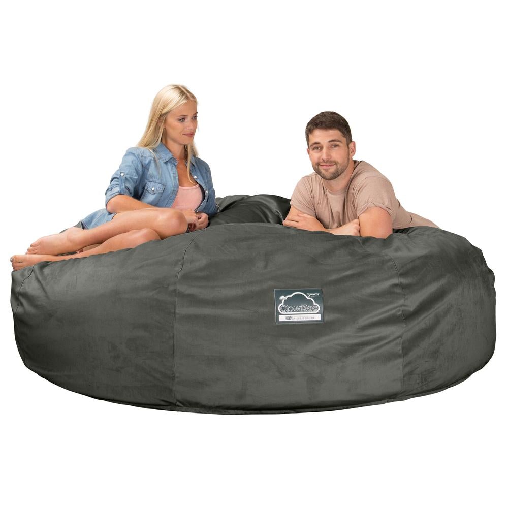 LOUNGE PUG, CloudSac 3000 XXL, Een King Size Zitzak Bank met Vezel-latex Vlokvulling, Fluweel Antraciet